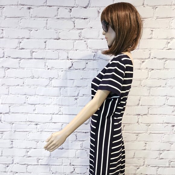 BANANA REPUBLIC, Navy and white short sleeve striped dress - Picture 9 of 15